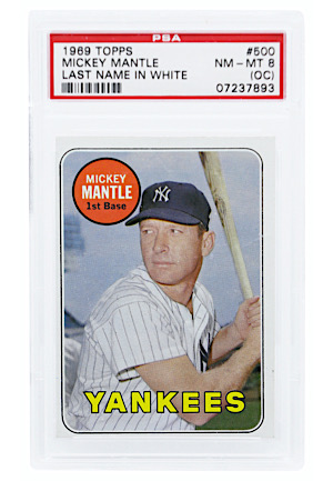 1969 Topps Mickey Mantle Last Name In White #500 (PSA NM-MT 8 OC)