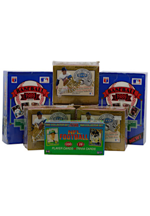 1989 Upper Deck Baseball & 2000 Fleer "Greats Of The Game" Unopened Boxes & 1989 Score Football Collectors Set (7)