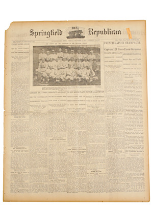 10/1/1915 "Springfield Republican" Newspaper Featuring Boston Red Sox American League Champions & Babe Ruth