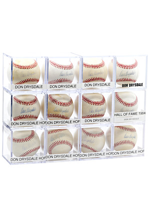 One Dozen Don Drysdale Single-Signed Baseballs (12)