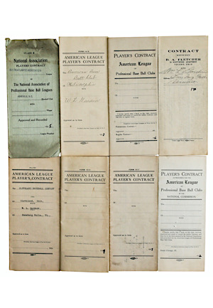 Grouping Of Larry Gardner Professional Players Contracts Including One Signed By Ernest Barnard (8)