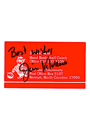 Jim Valvano NC State Wolfpack Single-Signed & Inscribed Business Card (Rare)