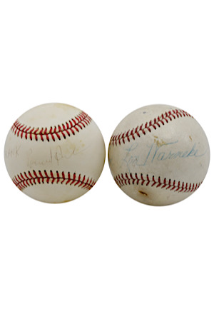 Pascual Perez & Lon Warneke Single-Signed ONL Baseballs (2)(Full JSA LOAs)