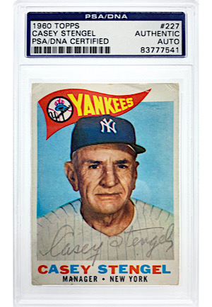 1960 Topps #227 Casey Stengel Signed Baseball Card (PSA/DNA)
