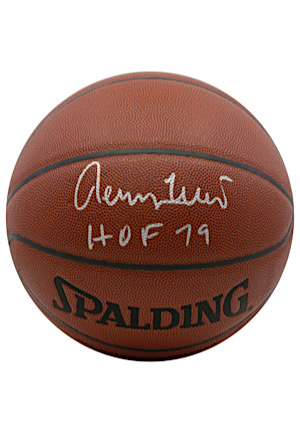 Jerry West Single-Signed & Inscribed Spalding Basketball (PSA/DNA COA)