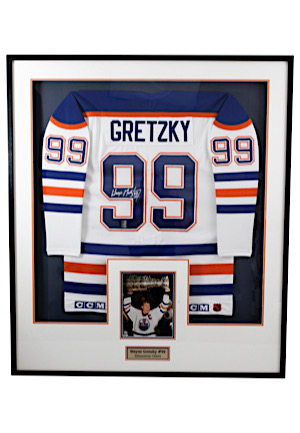 Wayne Gretzky Edmonton Oilers Autographed Jersey Framed Display (Gretzky Authentics COA)