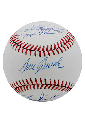 Tom Seaver, Mel Allen, Phil Rizzuto & Lou Piniella Multi-Signed ONL Baseball (Full PSA/DNA)