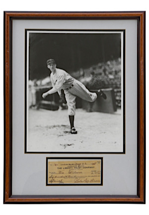 1948 Lefty Grove Autographed Bank Check Framed Display Piece (JSA COA)