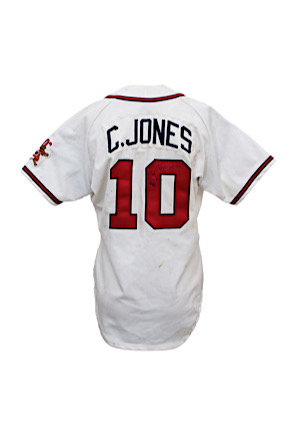 1995 Chipper Jones Atlanta Braves Rookie Game-Used & Autographed Home Jersey (Great Wear)