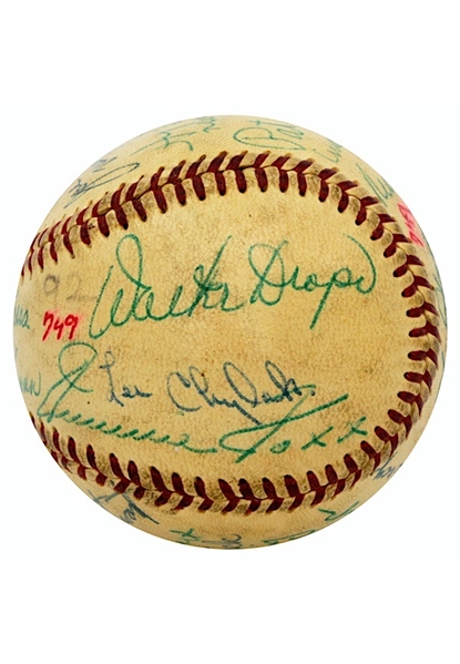 1950s Hall Of Famers & Stars Multi-Signed ONL Baseball Including Foxx (PSA/DNA)