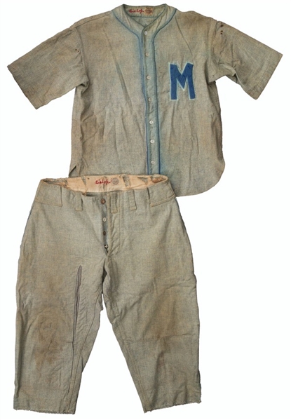 1929 Max Bishop Philadelphia As Game-Used Road Flannel Uniform (2)(Championship Season)