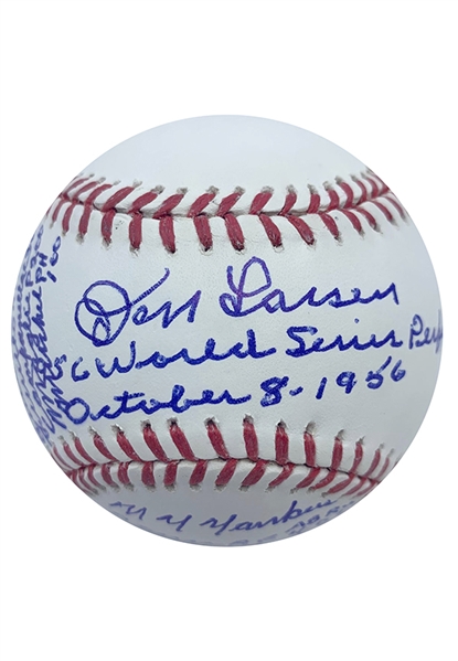 High Grade Don Larsen Single-Signed & Inscribed World Series Perfect Game Baseball Loaded With Stats