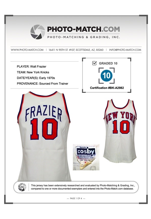 1987 Walt Frazier Game-Worn Jersey Signed Knicks Old Timers Game - COA BAS  & 100% Authentic Team - Memorabilia Expert