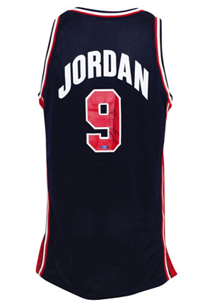 1992 Michael Jordan USA Olympic Basketball "Dream Team" Game-Used & Autographed Blue Uniform (2)(Mint UDA Sig • Full JSA)