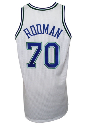 1999-00 Dennis Rodman Dallas Mavericks Game-Used White Jersey (Equipment Manager LOA • Final Season)