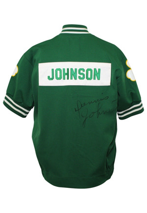 Circa 1987 Dennis Johnson Boston Celtics Player-Worn & Autographed Warm-Up Jacket