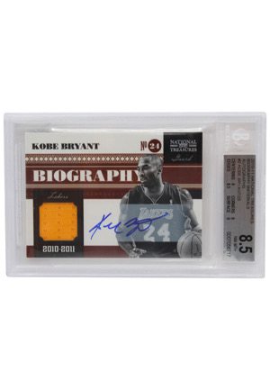 2010-11 National Treasures Biography Materials Autographs Kobe Bryant #2 (Beckett NM-MT 8.5 • Autograph Graded 10 • 9/25)