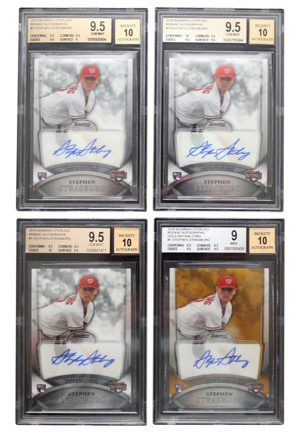 2010 Bowman Sterling Rookie Autographs Stephen Strasburg #1 Including A Gold Refractor (4)(Beckett Graded & Encapsulated • All Autographs Graded 10)