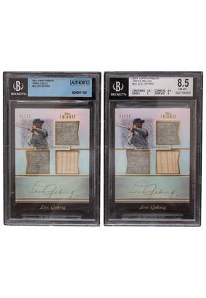 2011 Topps Tribute Triple Relics Lou Gehrig #TTRLG (2)(Beckett NM-MT+ 8.5 & Beckett Authentic)