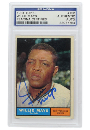 1961 Topps Willie Mays #150 Autographed (PSA/DNA Encapsulated Authentic Auto)