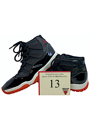 1995-96 Michael Jordan Chicago Bulls NBA Playoffs Game-Used & Autographed Shoes (CharitaBulls • Reg Season & Finals MVP • Championship Season)