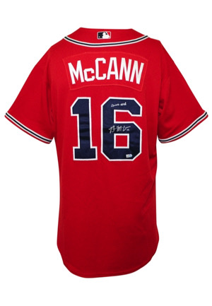 2009 Brian McCann Atlanta Braves Game-Used & Autographed Alternate Jersey (MLB Authenticated)