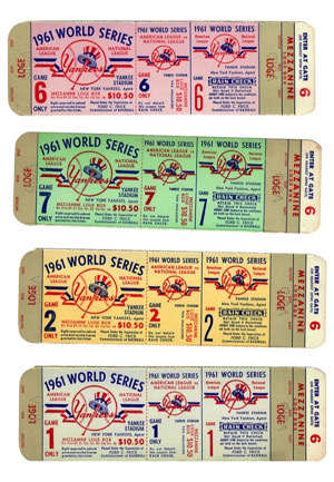 1961 World Series Yankee Stadium Full Tickets (4)