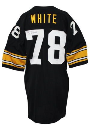1976 Dwight White Pittsburgh Steelers Game-Used & Autographed Durene Jersey (Member Of The Famed Steel Curtain Defense)
