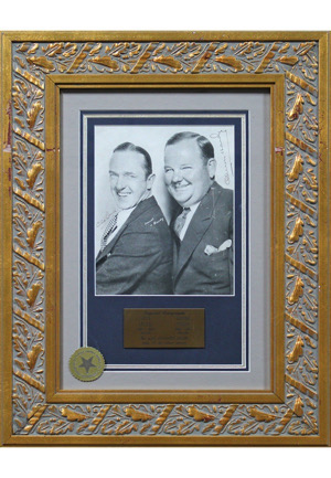 Stan Laurel & Oliver Hardy Dual-Signed Framed Photo Display (Full PSA/DNA)