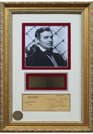Clark Gable Autographed Check Framed Display (Full PSA/DNA)
