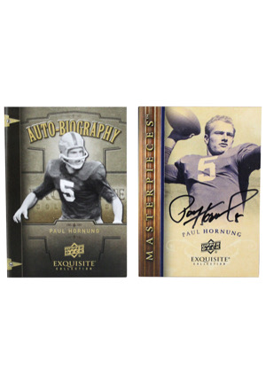 Circa 2010 Upper Deck Exquisite Collection Paul Hornung Autographed (2)