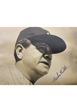 Absolutely Stunning Babe Ruth Autographed B&W 8x10 Photo (Full JSA)