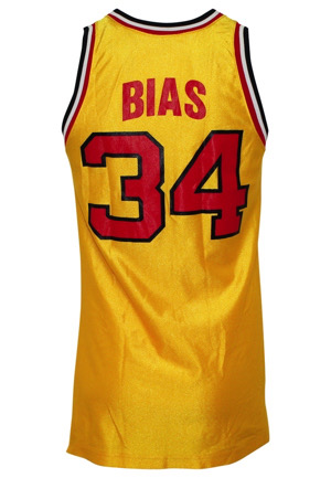 1985-86 Len Bias Maryland Terrapins Game-Used Gold Jersey (Rare)