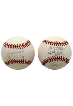 Roger Maris & Mickey Mantle Multi-Signed OAL Baseballs By Pitchers That Gave Up HRs Including Maris #61 & Mantles First Career HR (2)