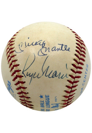 Bold Mickey Mantle & Roger Maris Dual-Signed OAL Baseball (Rare Same Panel Signatures • Full JSA)