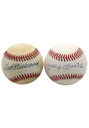 Mickey Mantle & Ted Williams Single-Signed OAL Baseballs (2)