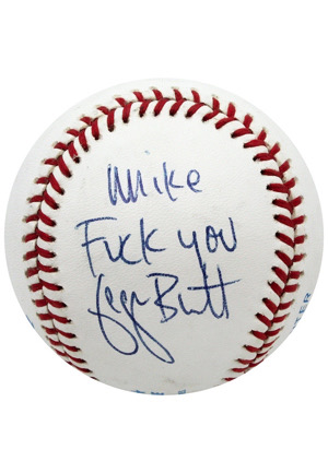 George Brett Single-Signed & Inscribed "Fuck You" OAL Baseball (Full JSA)