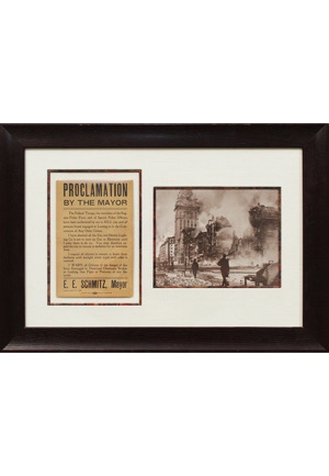1906 San Francisco Earthquake "Kill Order" Handbill By Mayor E.E. Schmitz Framed Display