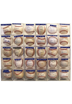 Grouping Of Hall Of Famers & Stars Single-Signed & Inscribed "To Mike" Baseballs Including Mays, DiMaggio, Musial, Seaver, Aaron & More (30)