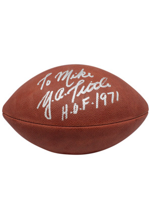 Y. A. Tittle Single-Signed & Inscribed Football