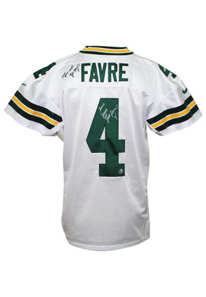 2000 Brett Favre Green Bay Packers Game-Used & Autographed Road Jersey (Favre LOA • Photos Of Him Signing • Full JSA)