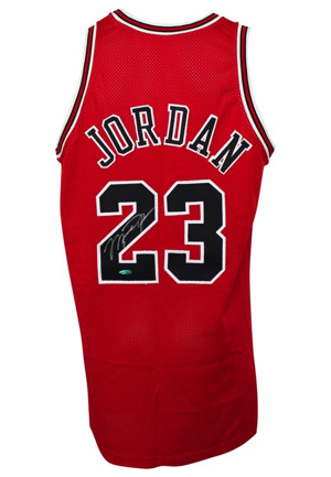 Michael Jordan Chicago Bulls Autographed Rookie Style Pro-Cut Road Jersey (UDA)