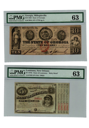 Grouping Of Vintage United States Confederate State Currency Dollars (9)
