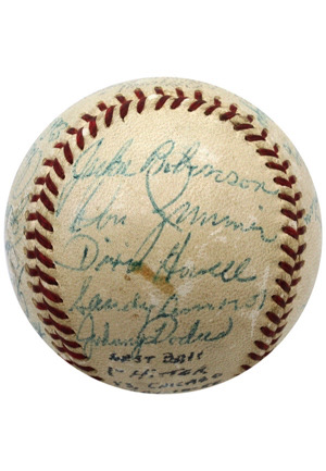5/10/1955 Brooklyn Dodgers Team-Signed ONL Baseball With Robinson & Campanella (Championship Season • Newcombe One Hit Shutout Performance • Full JSA)