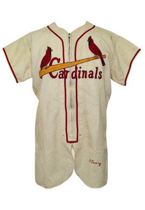 1954 Peanuts Lowrey St. Louis Cardinals Game-Used Home Flannel Jersey (MEARS A8)