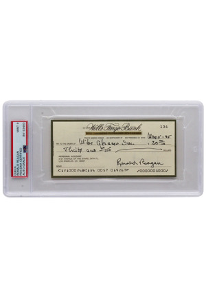 1995 Ronald Reagan Autographed Check (Full JSA • PSA/DNA MINT 9)