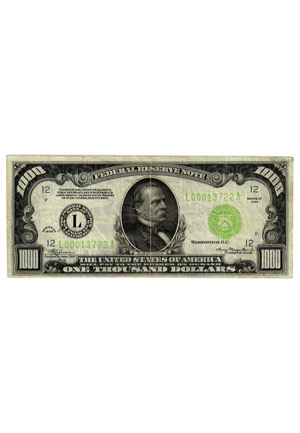 1934 United States Federal Reserve $1000 Bill