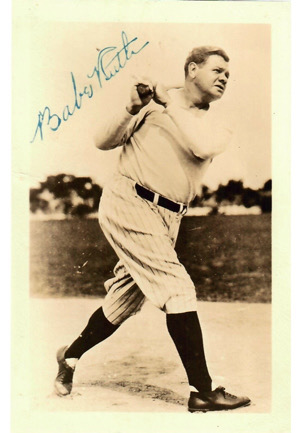 Babe Ruth Single-Signed B&W Photo (Full PSA/DNA)