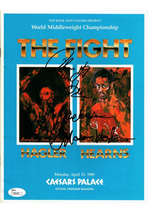 1985 Thomas Hearns & Marvin Hagler Dual-Signed World Middleweight Championship Fight Program