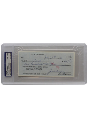 Jack Dempsey Autographed Personal Check (PSA/DNA NM-MT 8)